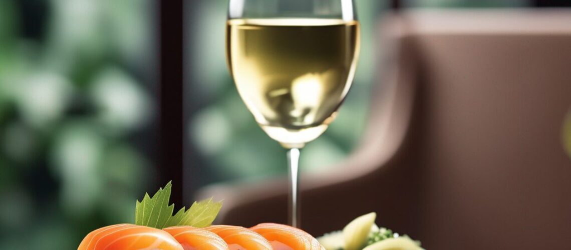 Accord mets-vin : sushis et verre de vin blanc